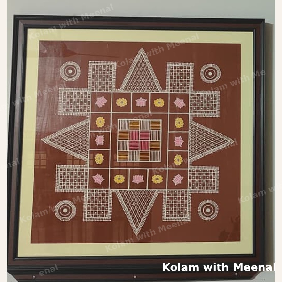 32 inch Nadu Veetu Kolam Frame — hand-painted wall décor frames
