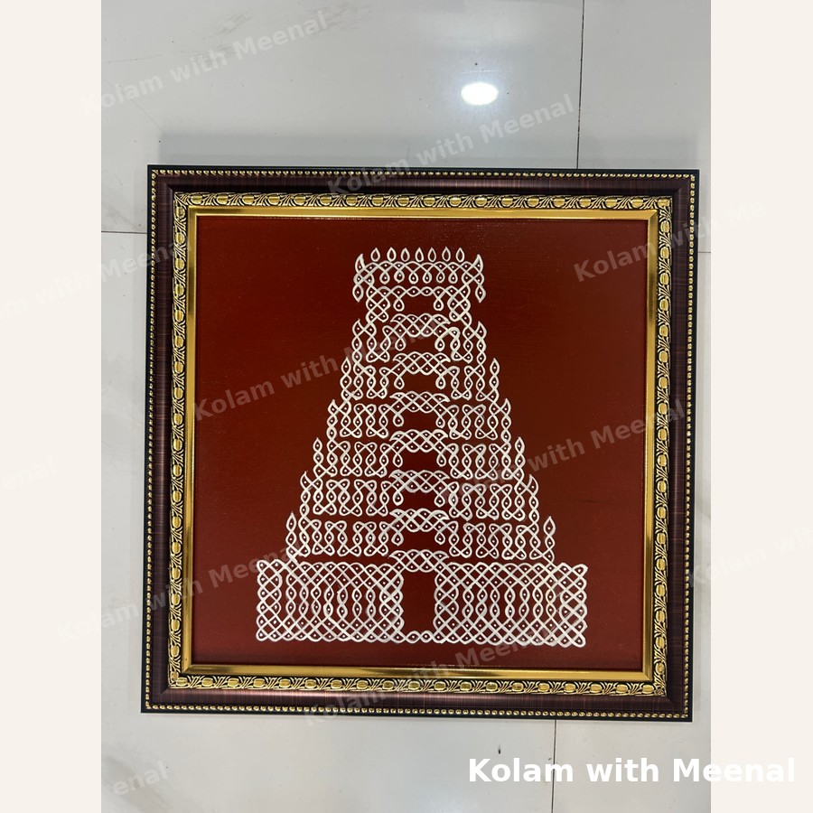 Gopuram Sikku Kolam Frame - Square — hand-painted wall décor frames