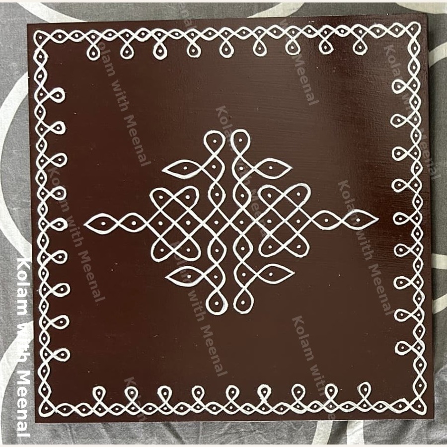 12x12 inch Manai - Sikku Kolam — hand-painted manai