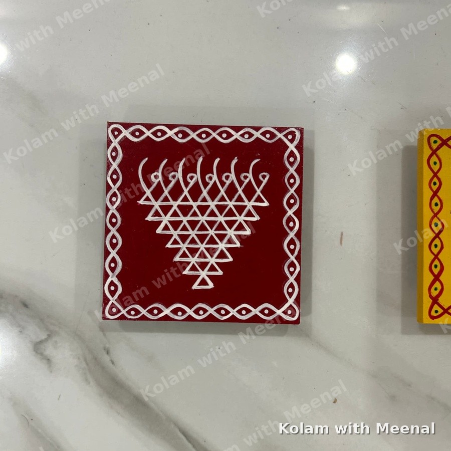 4x4 inch Manai - Saraswathi Yantra — hand-painted manai