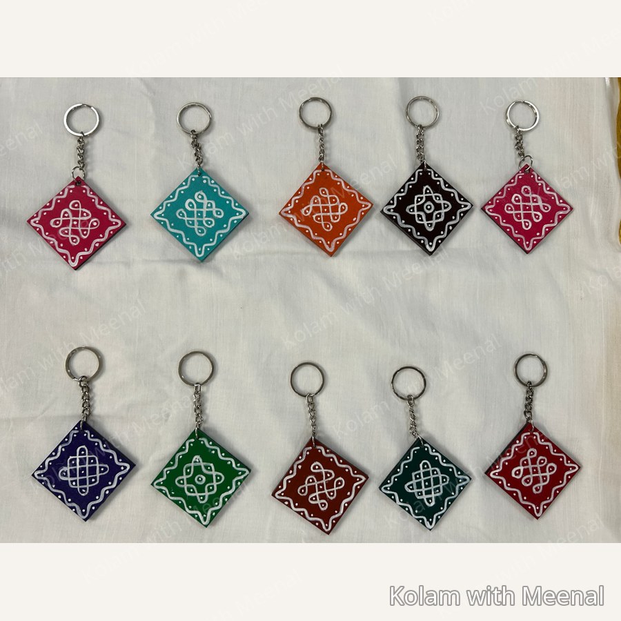 2 inch Kolam Key Chain — hand-painted magnets & key chains