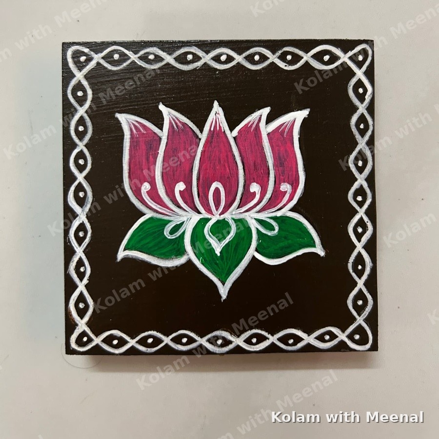 4x4 inch Manai - Lotus Design — hand-painted manai