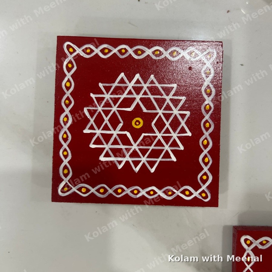 4x4 inch Manai - Aishwarya Kolam — hand-painted manai
