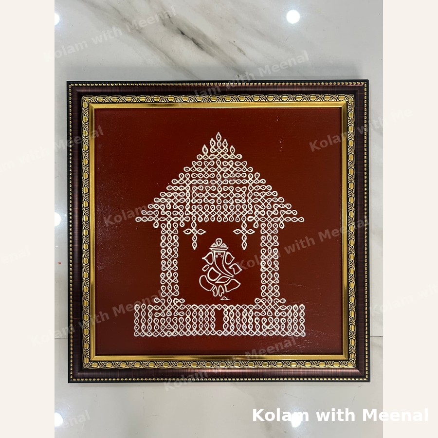 Ganesha Mandapam Kolam Frame — hand-painted wall décor frames