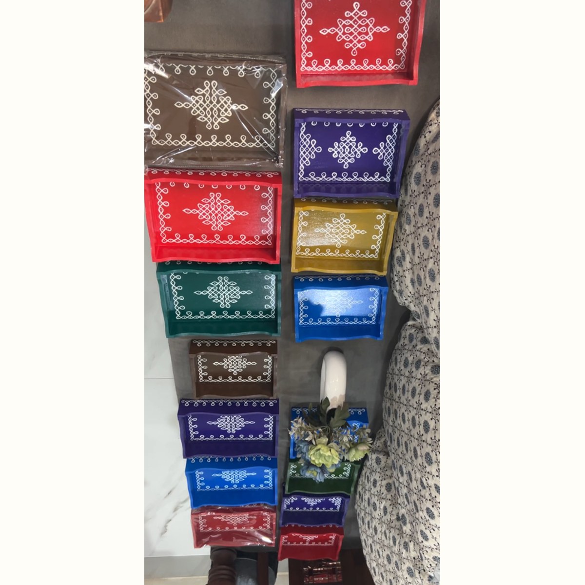 10x7 inch Multicolour Trays — Navratri Return Gift — Return Gifts | Kolam with Meenal bulk order