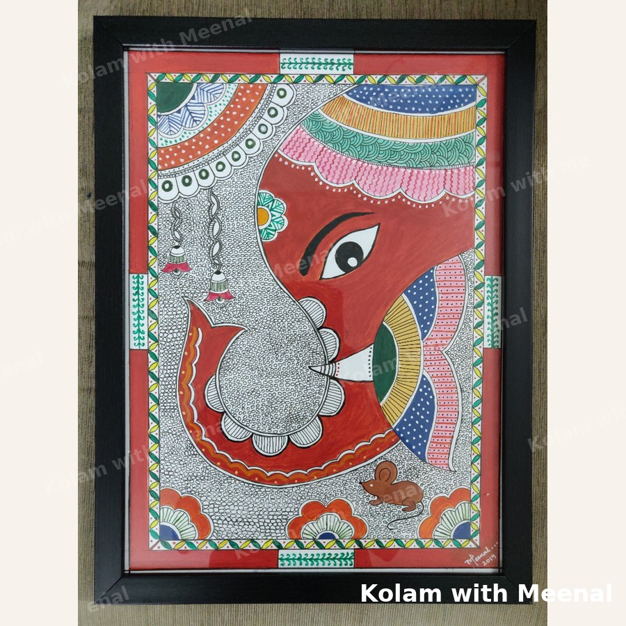 Madhubani Vinayagar Painting — hand-painted wall décor frames