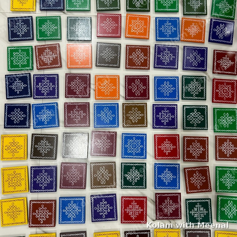 4x4 inch Manai - Sikku Kolam — hand-painted manai