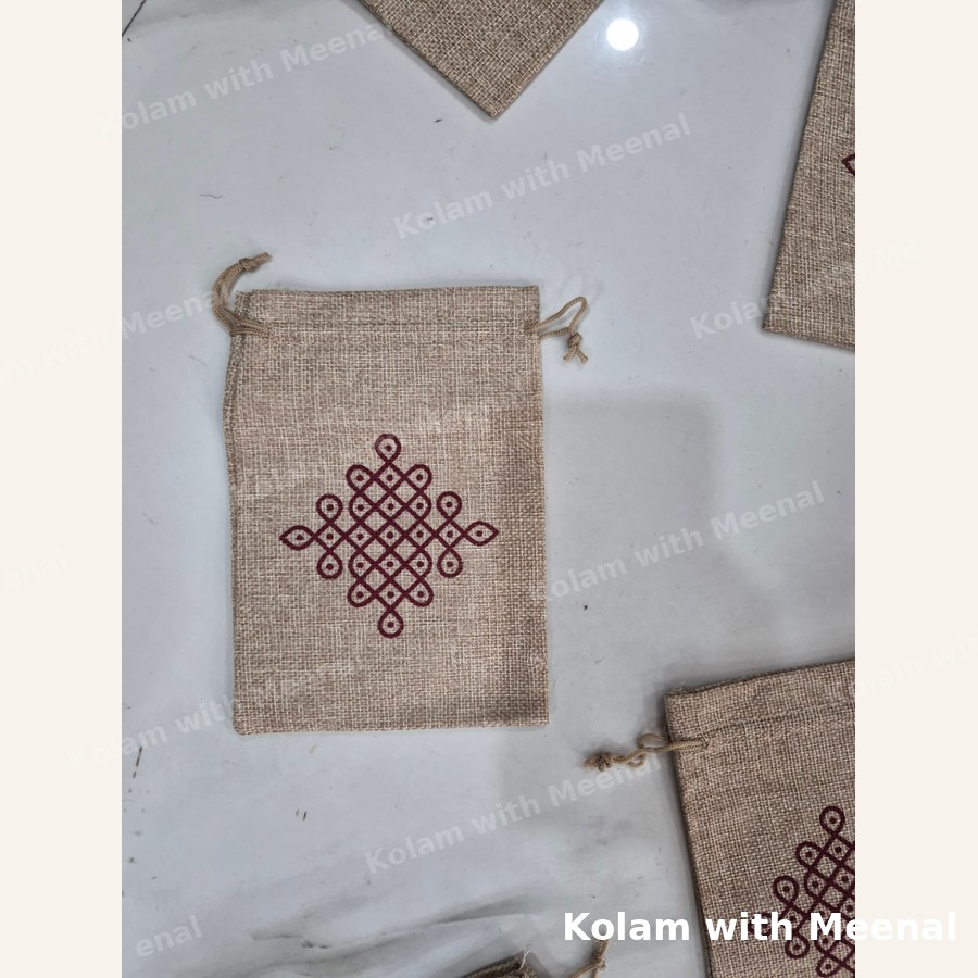 Kolam Jute String Bags — hand-painted non hand-painted