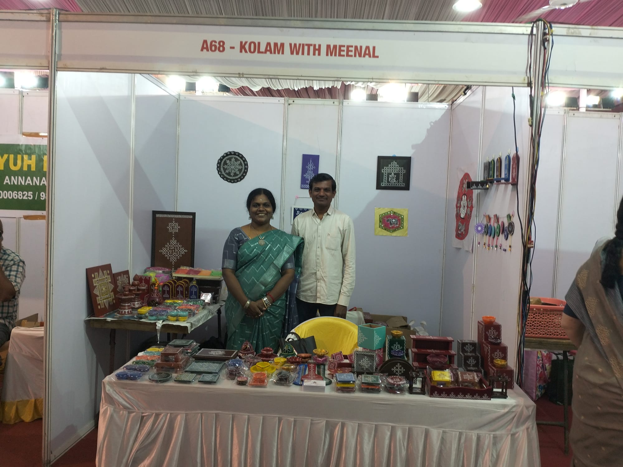 Kolam with Meenal stall A68 at Karaikudi Sandhai