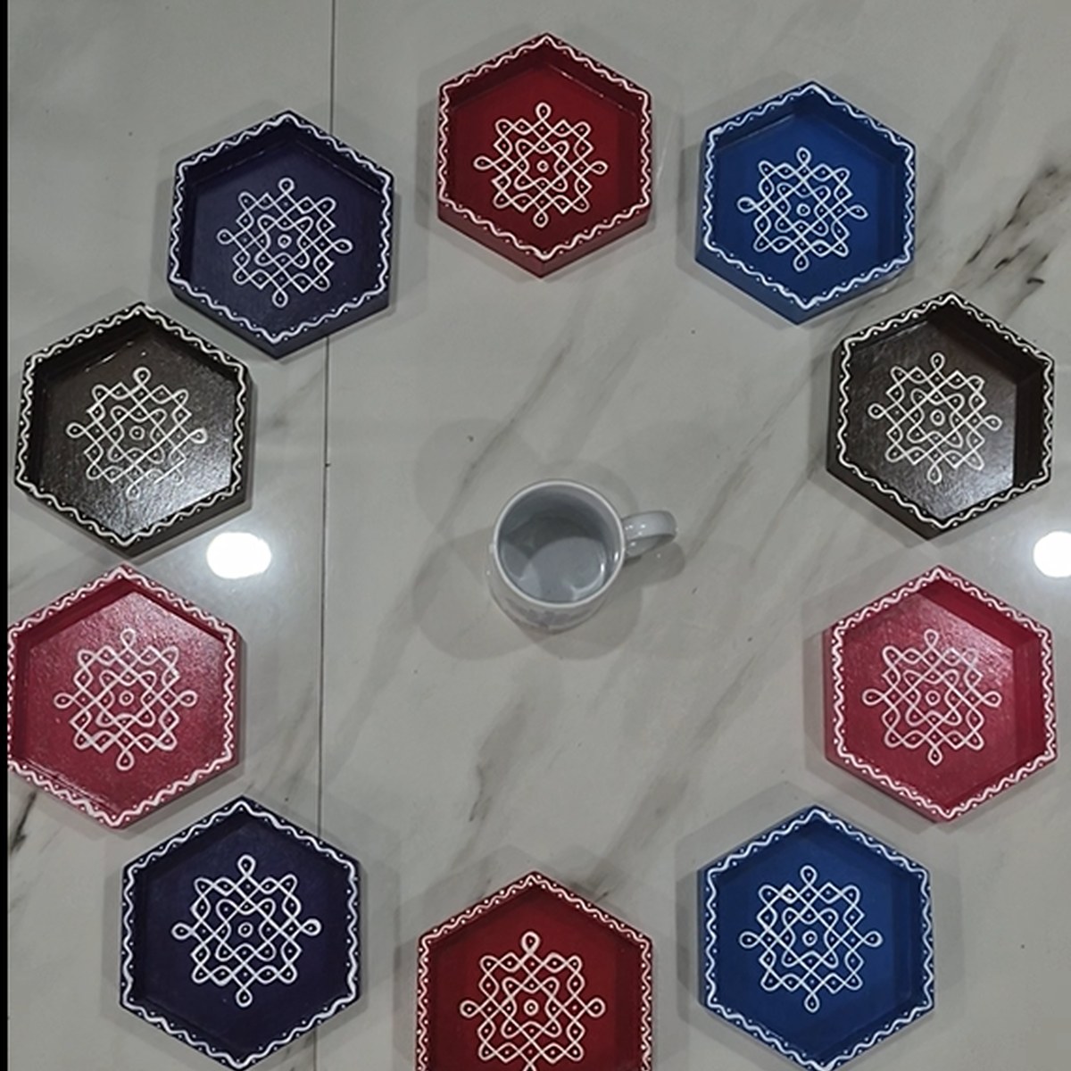 6 inch Hexagon Tray — Event Return Gift — Return Gifts | Kolam with Meenal bulk order