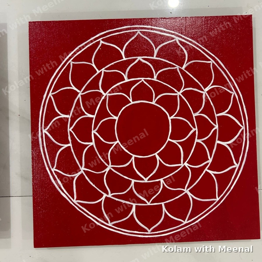 12x12 inch Manai - Lotus Yantram — hand-painted manai