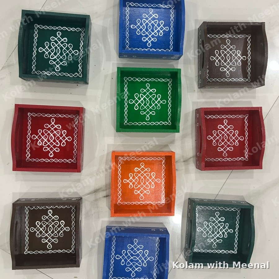 6x6 inch Tray - Model 2 — hand-painted trays