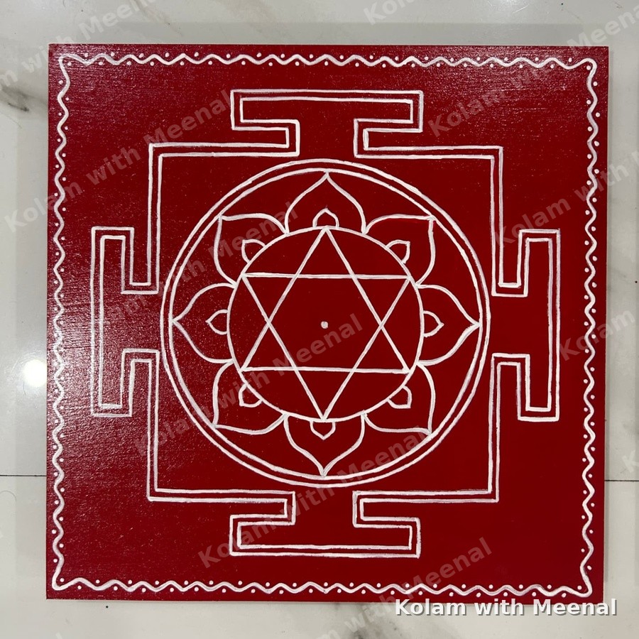 12x12 inch Manai - Sri Chakra Yantram — hand-painted manai