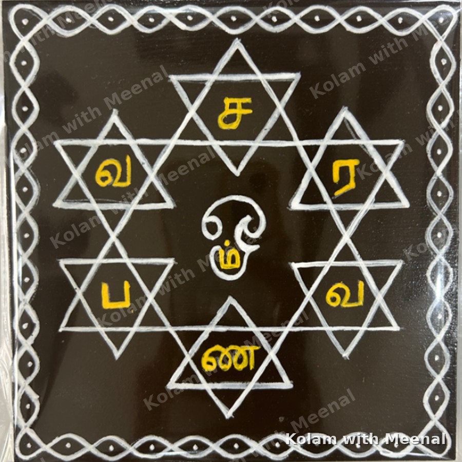 6x6 inch Plywood Manai - Satkona Kolam — hand-painted manai