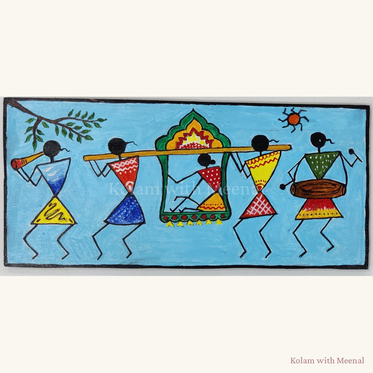 Warli Art Painting - Palanquin — hand-painted wall décor frames
