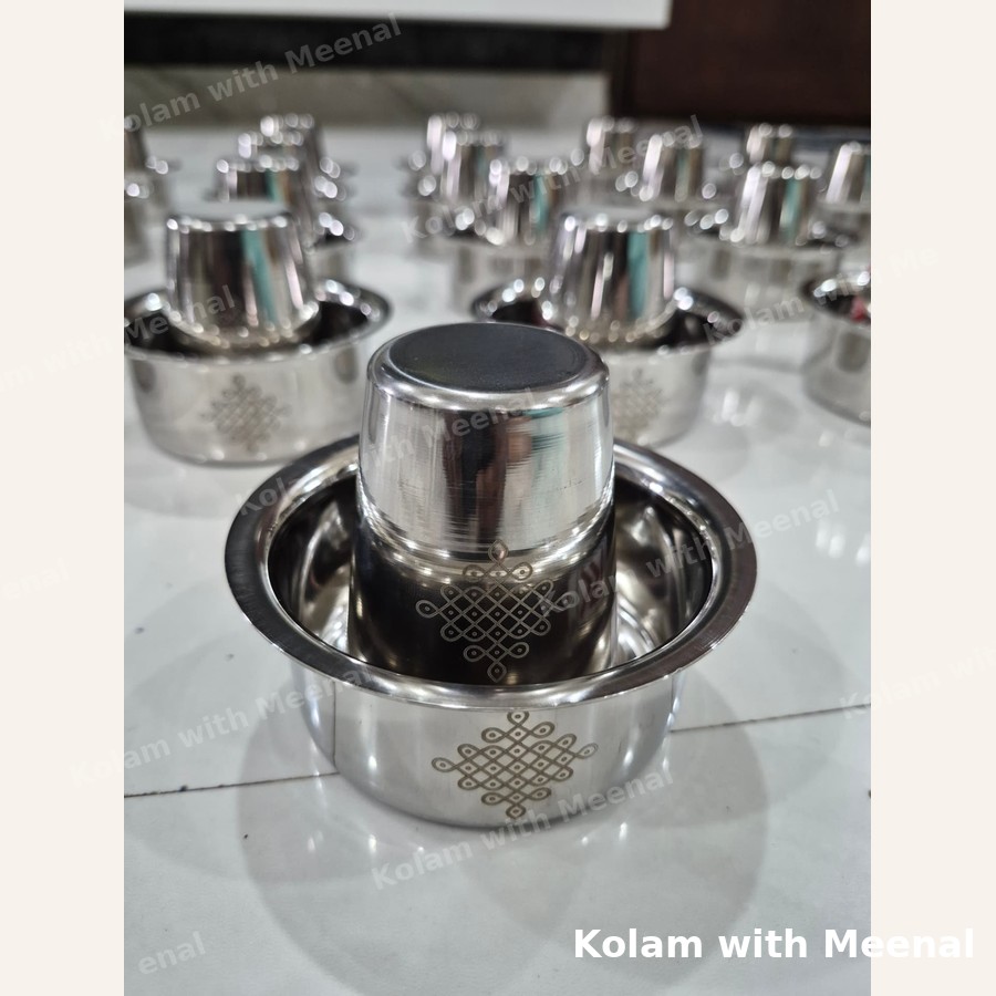Stainless Stell Davara Set Kolam Design — hand-painted non hand-painted
