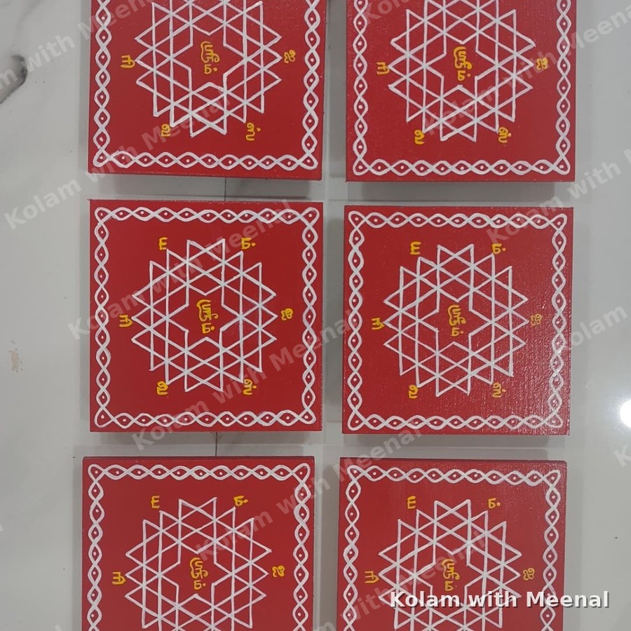 6x6 inch Manai - Aishwarya Kolam — hand-painted manai
