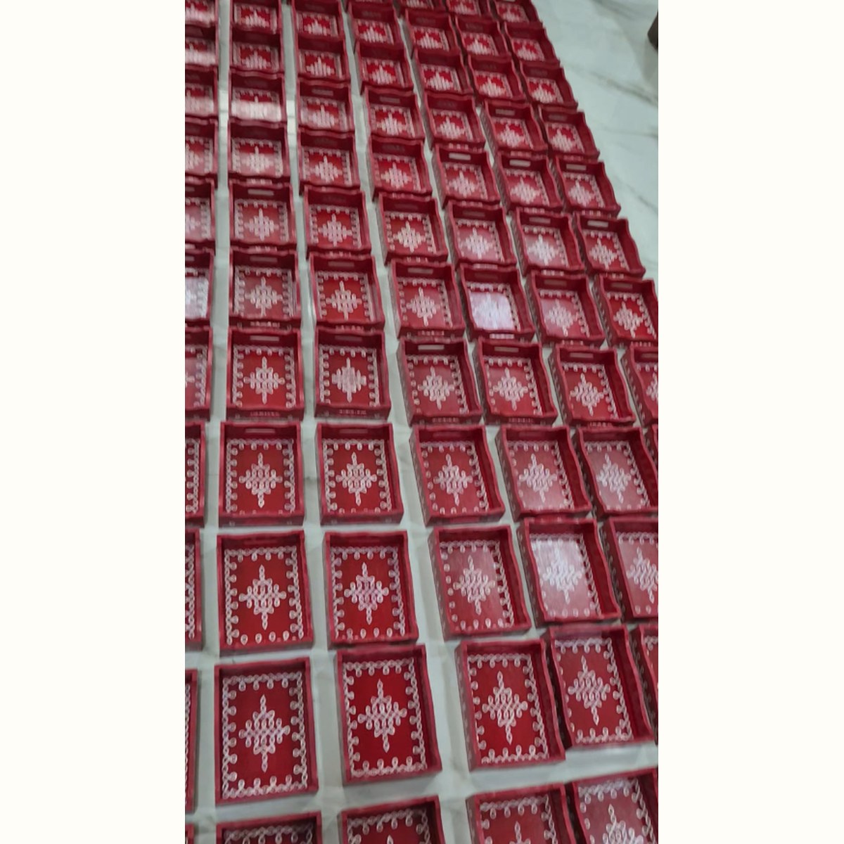 8x6 inch Red Tray — House Warming Return Gift — USA | Kolam with Meenal bulk order