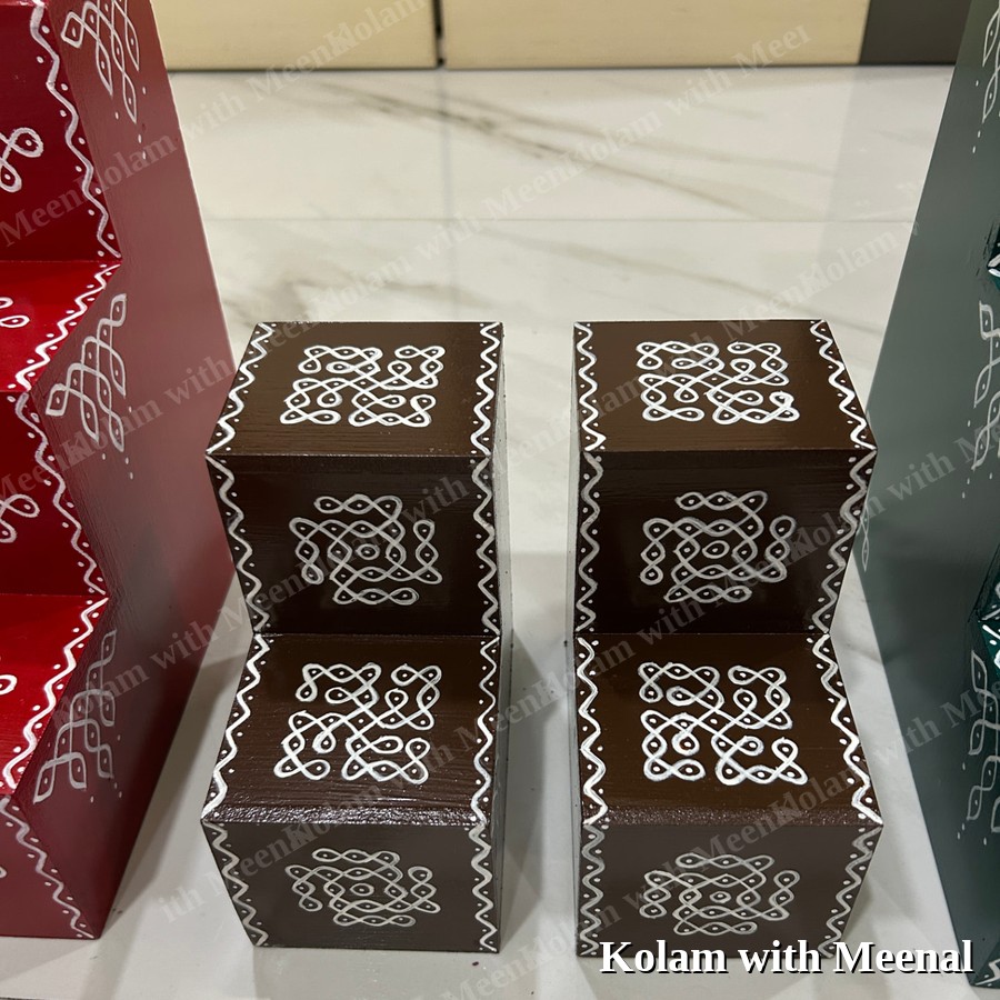 6 inch 2 Steps Diya Stand — hand-painted diya stands & padi