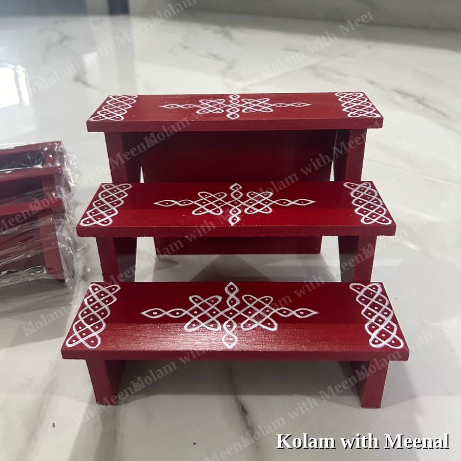 6 inch Golu Padi Foldable (3 Steps) — hand-painted diya stands & padi