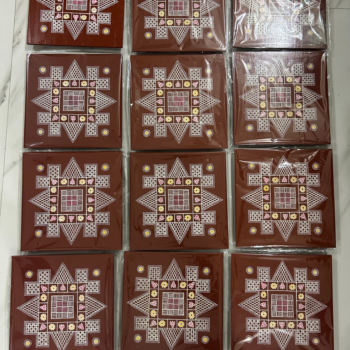 12 inch Nadu Veetu Kolam Manai — Gift for Sangam Members — Dubai | Kolam with Meenal bulk order