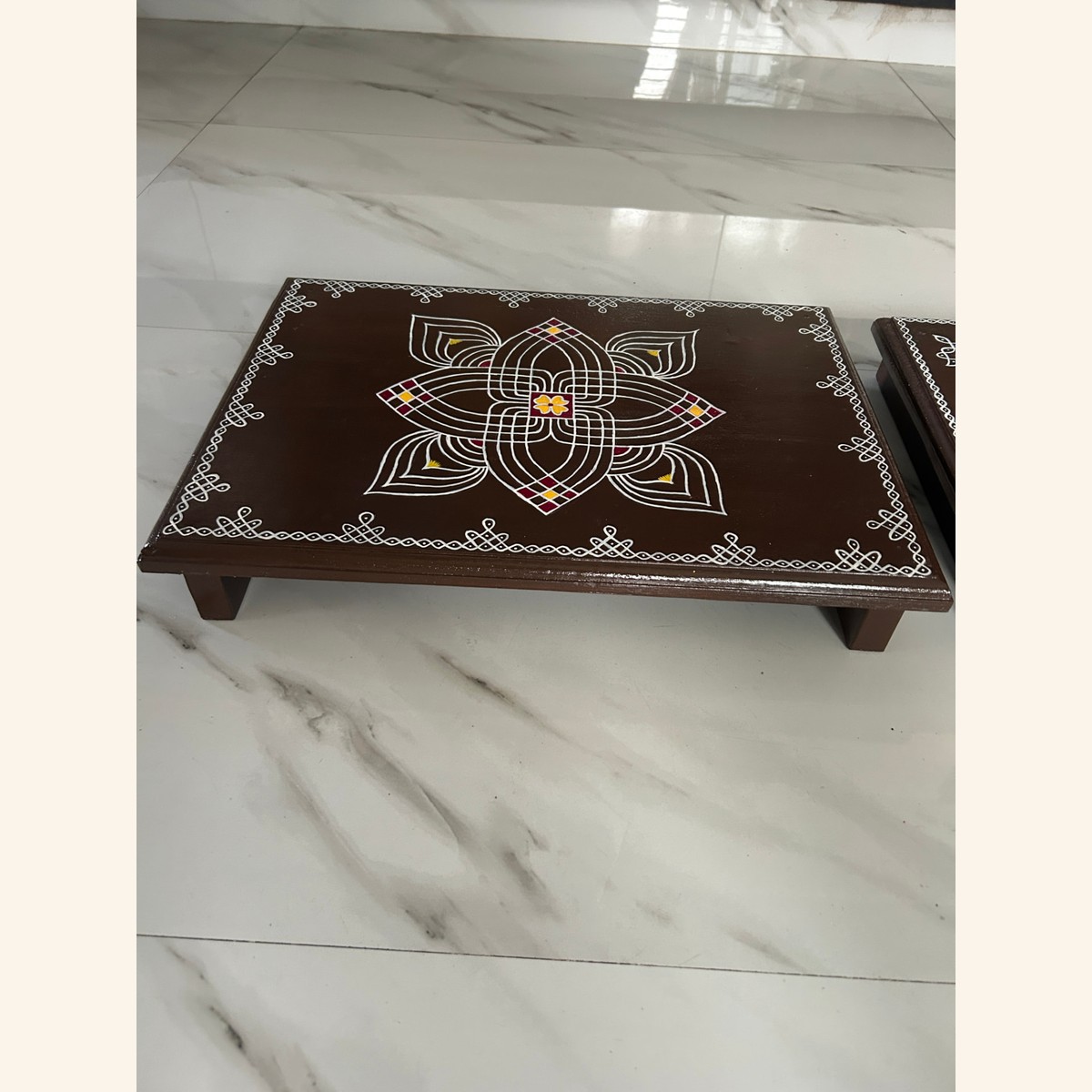 21x15 Solid Wood Manai - Padi Kolam — hand-painted manai