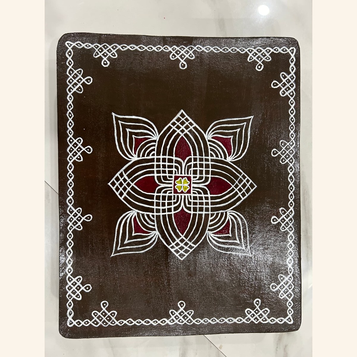 12x16 inch Solid Wood Manai - Padi Kolam — hand-painted manai