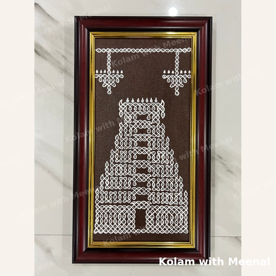 Gopuram Sikku Kolam Frame - Tall — hand-painted wall décor frames