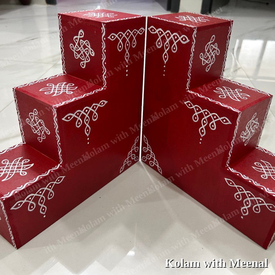 9 inch 3 Steps Diya Stand — hand-painted diya stands & padi