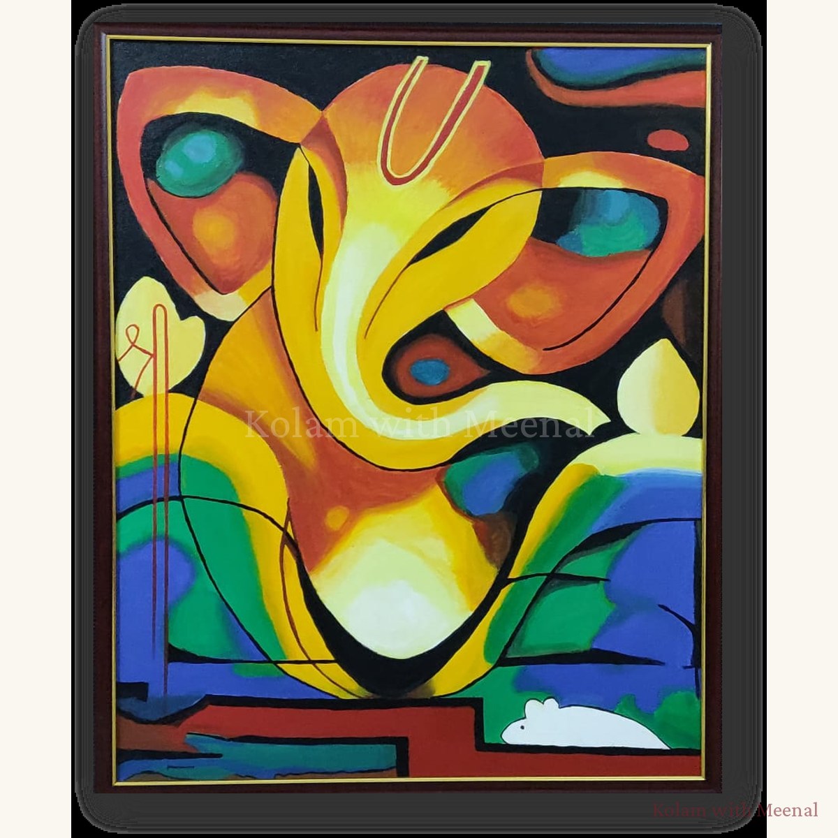 Vinayagar Canvas Painting - Abstract — hand-painted wall décor frames