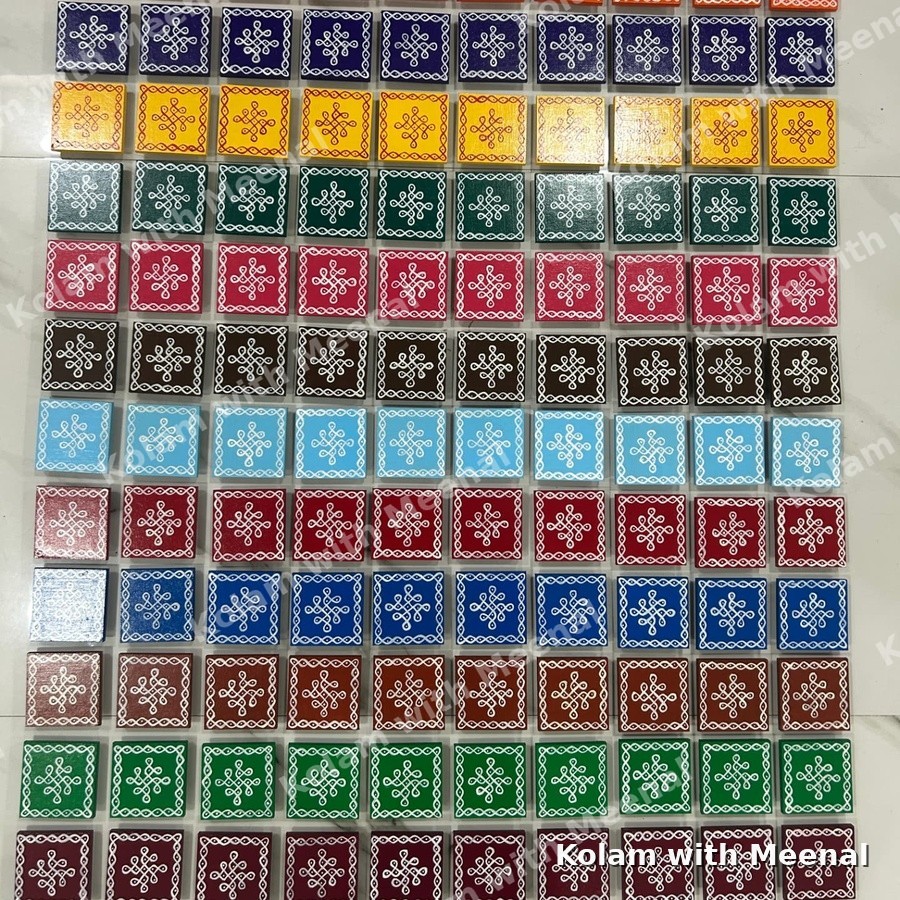 3x3 inch Manai - Sikku Kolam — hand-painted manai