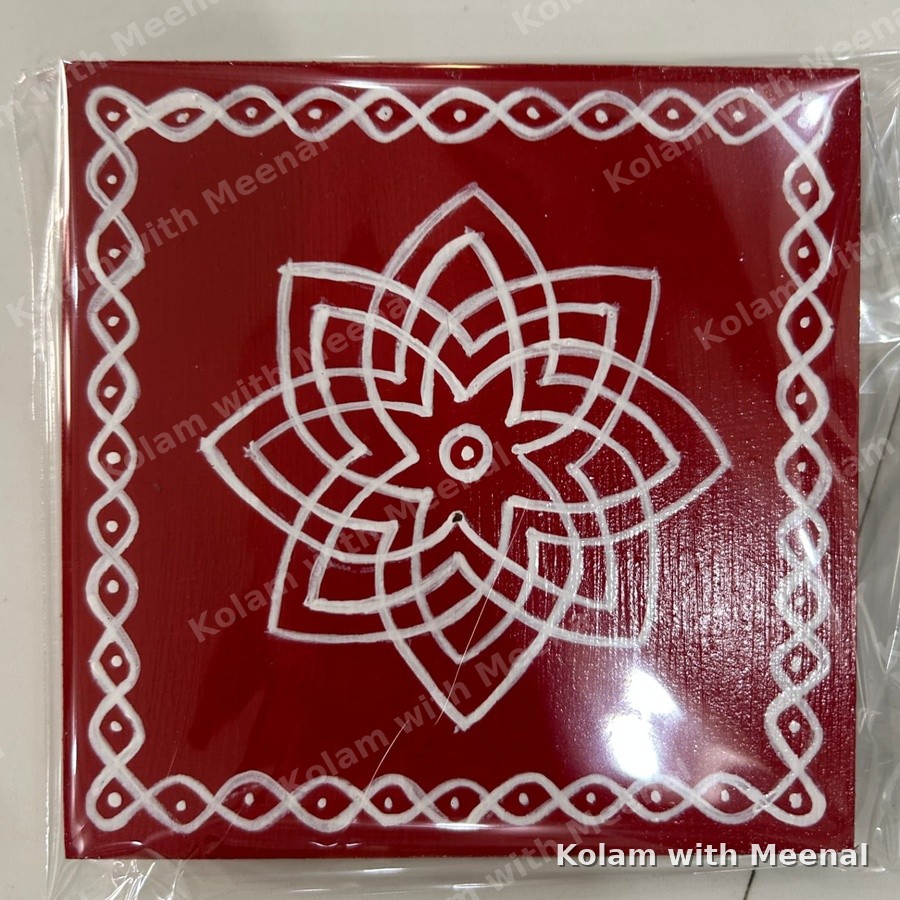 5x5 inch Manai - Hirudaya Kamalam Kolam — hand-painted manai
