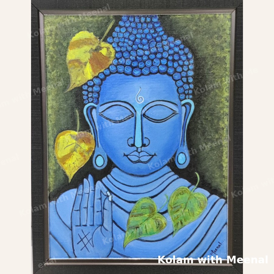 Buddha Painting - Bodhi Leaves — hand-painted wall décor frames