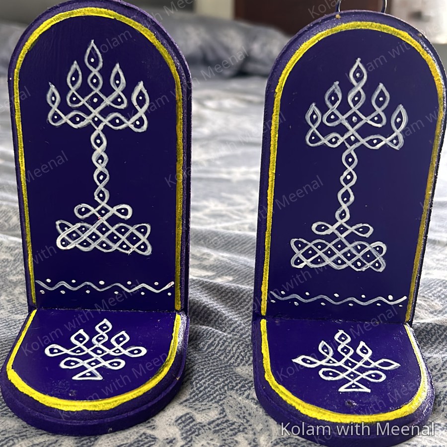 6x3 inch Wall Hanging - Villakku Design — hand-painted wall hanging diya holders