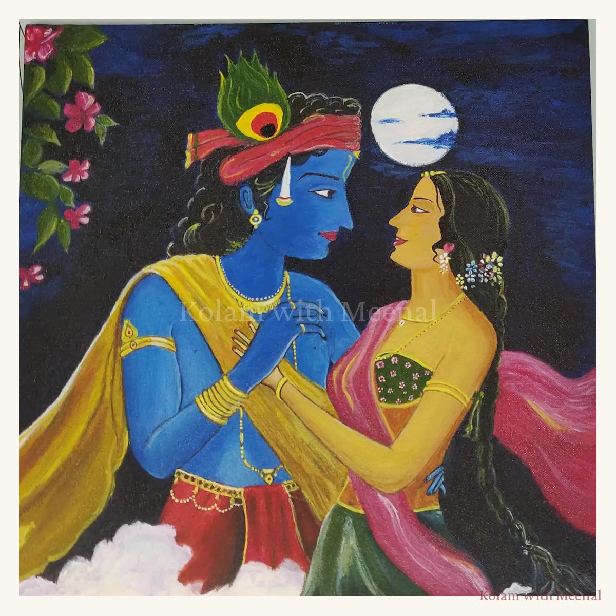Radha Krishna Canvas Painting — hand-painted wall décor frames